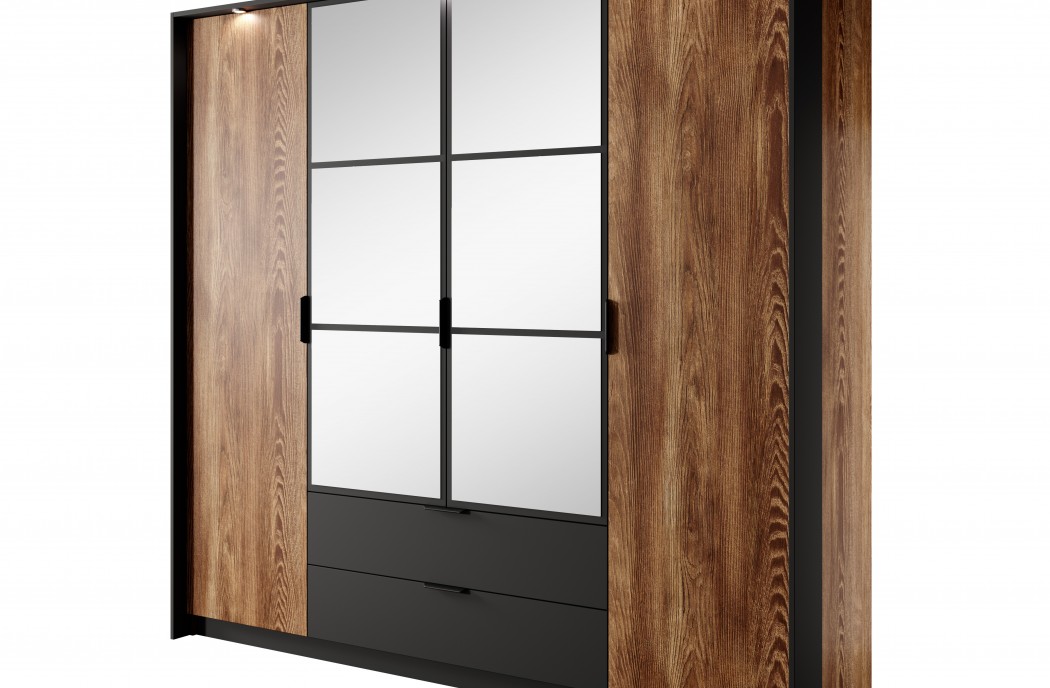 MILTON - Bedroom Furniture Set  Flamed Chestnut + anthracite