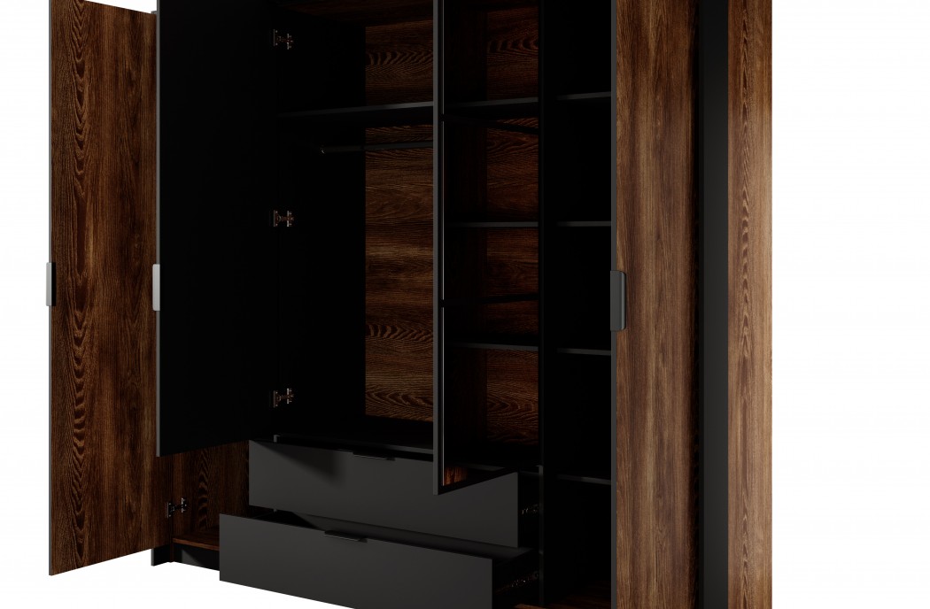 MILTON - Bedroom Furniture Set  Flamed Chestnut + anthracite