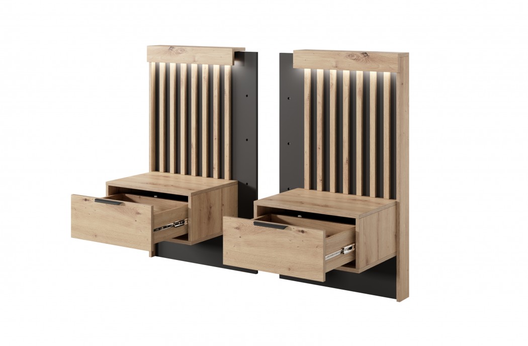 TALLY - Bedroom Furniture Set Oak + Anthracit