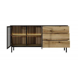 Lang 180 cm LED Sideboard 2D3S – Blaxk Living Room Cabinet