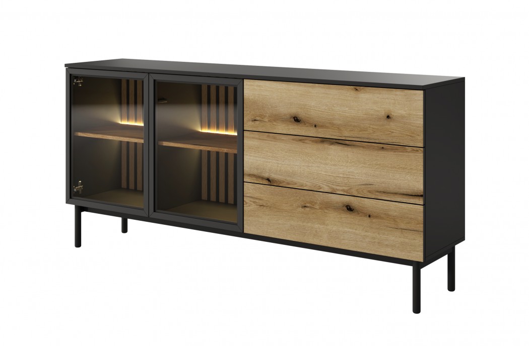 Lang 180 cm LED Sideboard 2D3S – Blaxk Living Room Cabinet