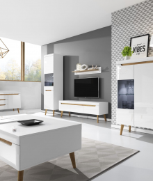Living Room Furniture Nordi Wall Unit Set 2 White Gloss