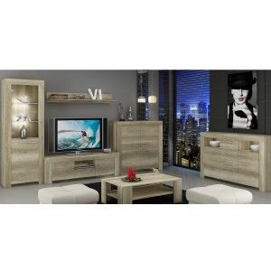 Living Room Furniture Sky Wall Unit Set Country Grey Oak