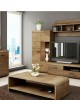 Modern Oak Living Room Wall Unit Set - Lena Display Storage TV Stand Sideboard