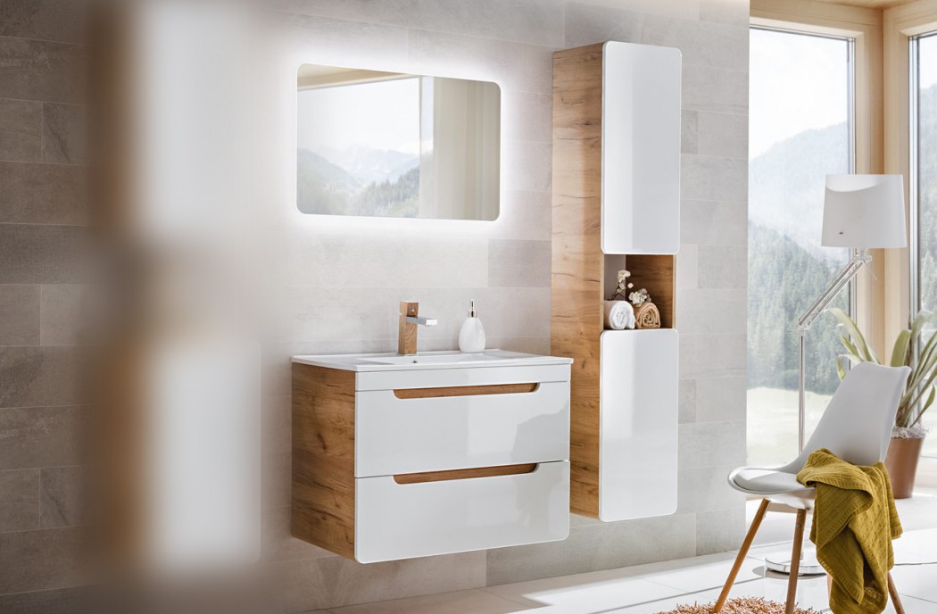 Bathroom Furniture Aruba White Set White Gloss / Oak 800mm