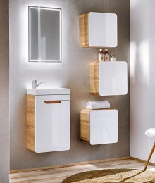 Bathroom Furniture Aruba White Set White Gloss / Oak 400mm