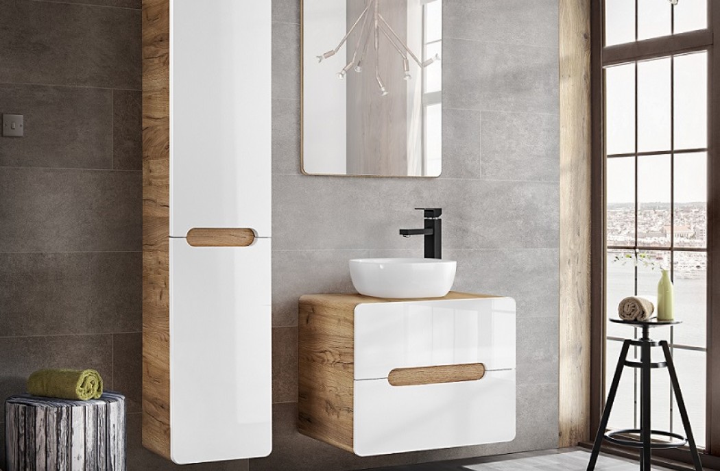 Bathroom Furniture Aruba White Set White Gloss / Oak 800mm