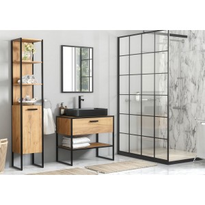 Bathroom Furniture Brooklin Set Oak/ Black Matt 900mm