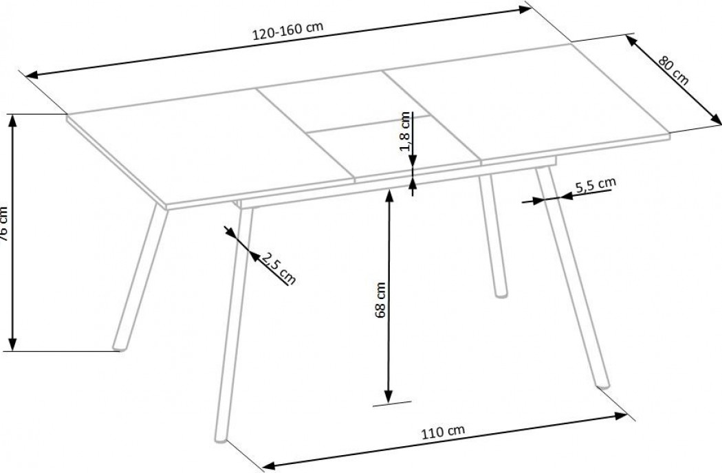 ALBON Dining Room Furniture Contemporary Modern Extending Table 120-160cm