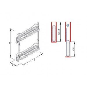 Kitchen Furniture Side Base Cargo Larder System Storage 150mm