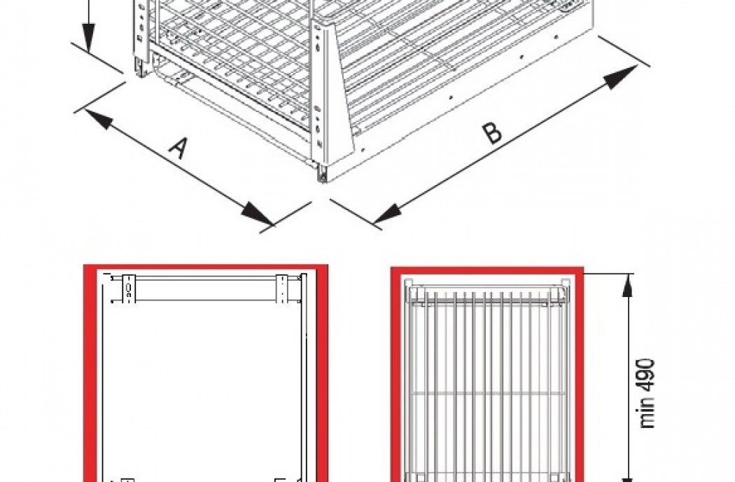 Kitchen Furniture Base Basket Cargo System Storage 300mm