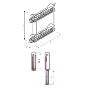 Kitchen Furniture Side Base Cargo Larder System Storage 150mm