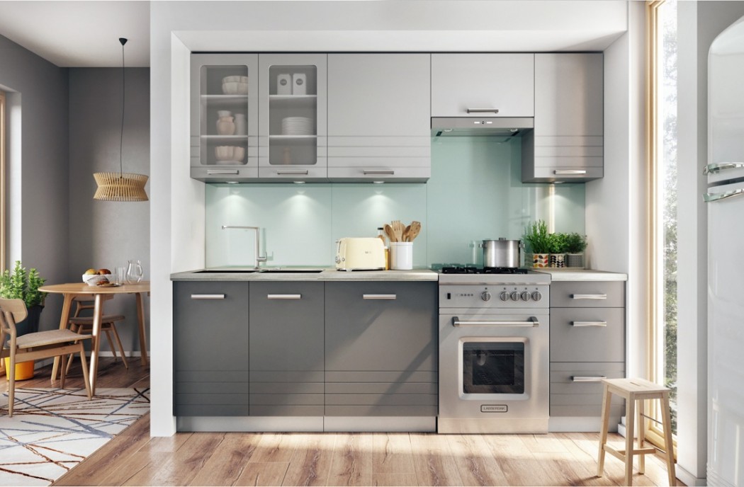 Kitchen Furniture F29 Kitchen Set Light Grey Matte