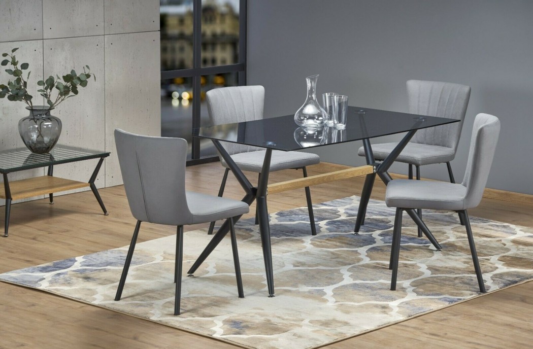 FINLEY Dining Room Furniture Contemporary Modern Glass Dining Table 140cm