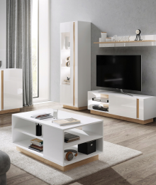 Living Room Furniture Arco 4 Wall Unit Set White Gloss/Oak