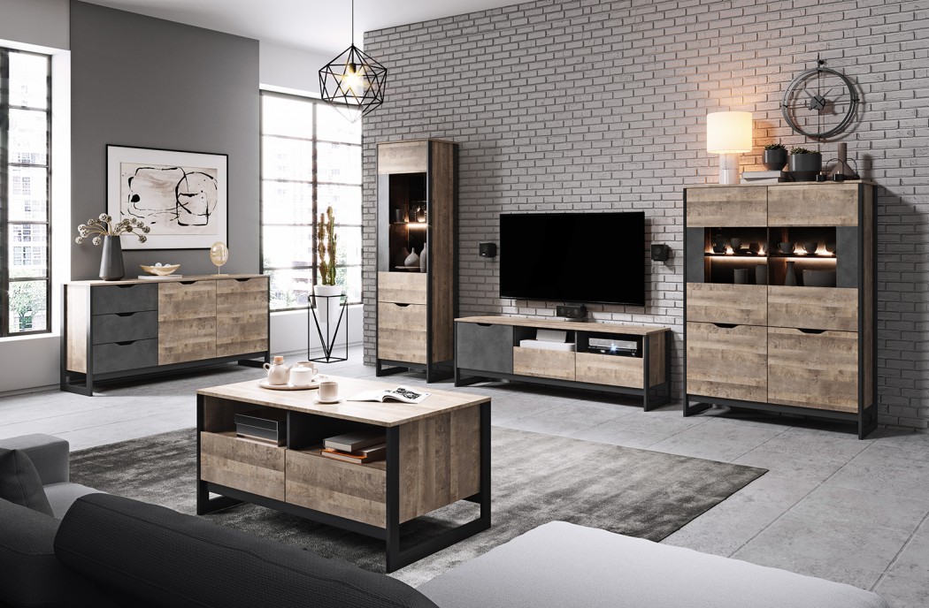 Living Room Furniture Arden Wall Unit  Set Oak/Grey