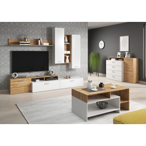 Living Room Furniture Aro Wall Unit Set Oak/White