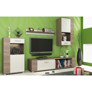 Living Room Furniture Foxy Wall Unit Set Truffle Oak / White