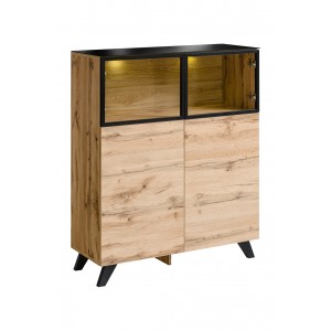 Living Room Furniture Thin Wall Unit Set Oak/Black