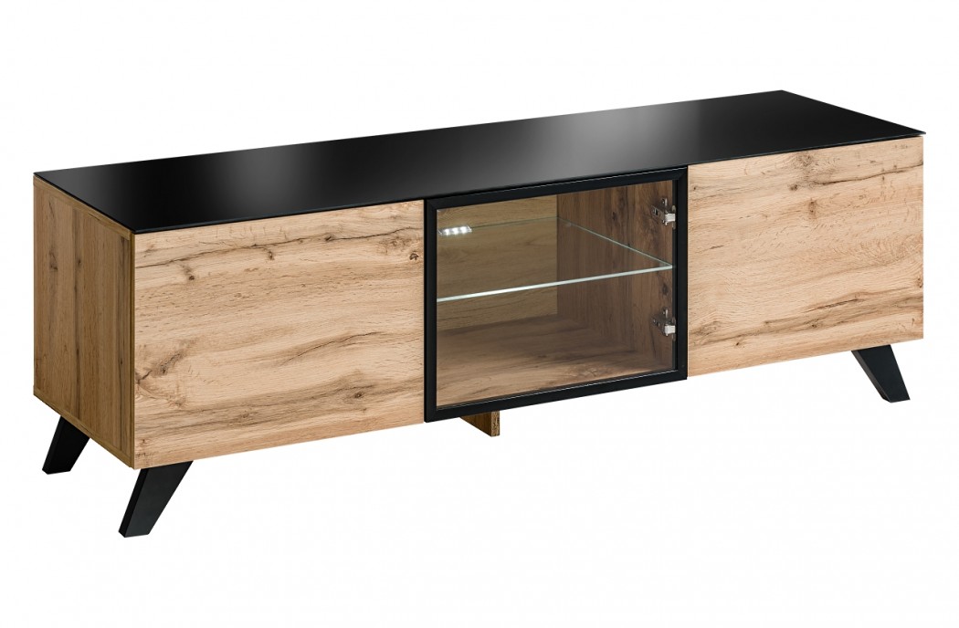 Living Room Furniture Thin Wall Unit Set Oak/Black