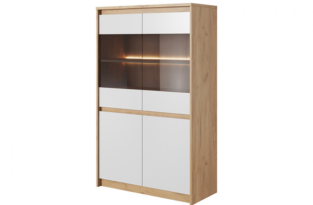 Living Room Furniture Xelo Low Display Cabinet Oak/White