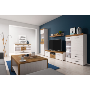 Living Room Furniture Falco Wall Unit Set Oak/ White