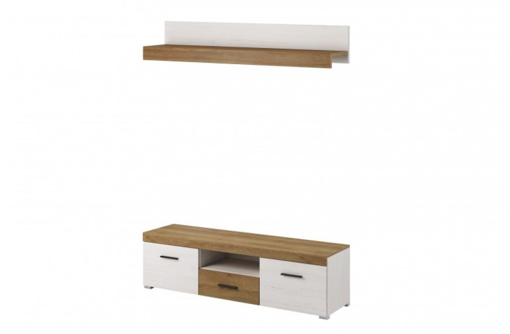 Living Room Furniture Falco Wall Unit Set Oak/ White