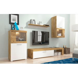 Living Room Furniture Folk Wall Unit Set Craft Oak