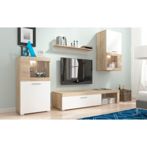 Living Room Furniture Folk Wall Unit Set Light Oak