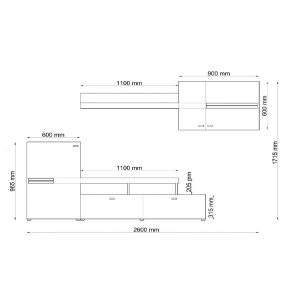 Living Room Furniture Jet Wall Unit Set Grey Graphite/Oak