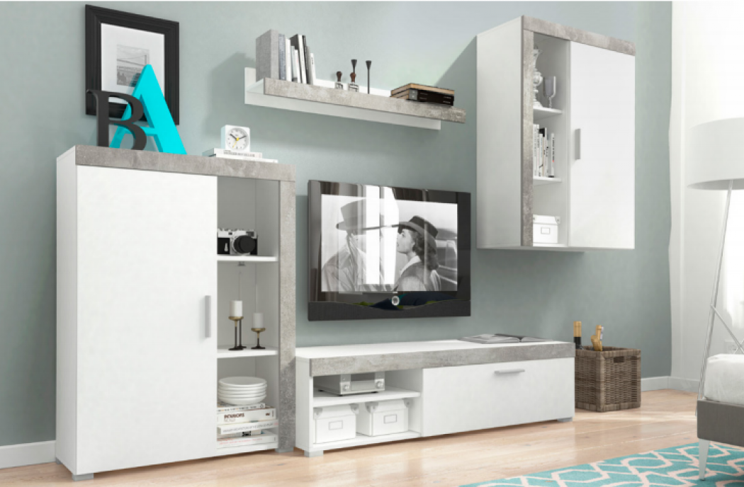 Living Room Furniture Oli Wall Unit Set White/Light Atelier