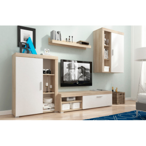 Living Room Furniture Oli Wall Unit SetWhite/Light Oak