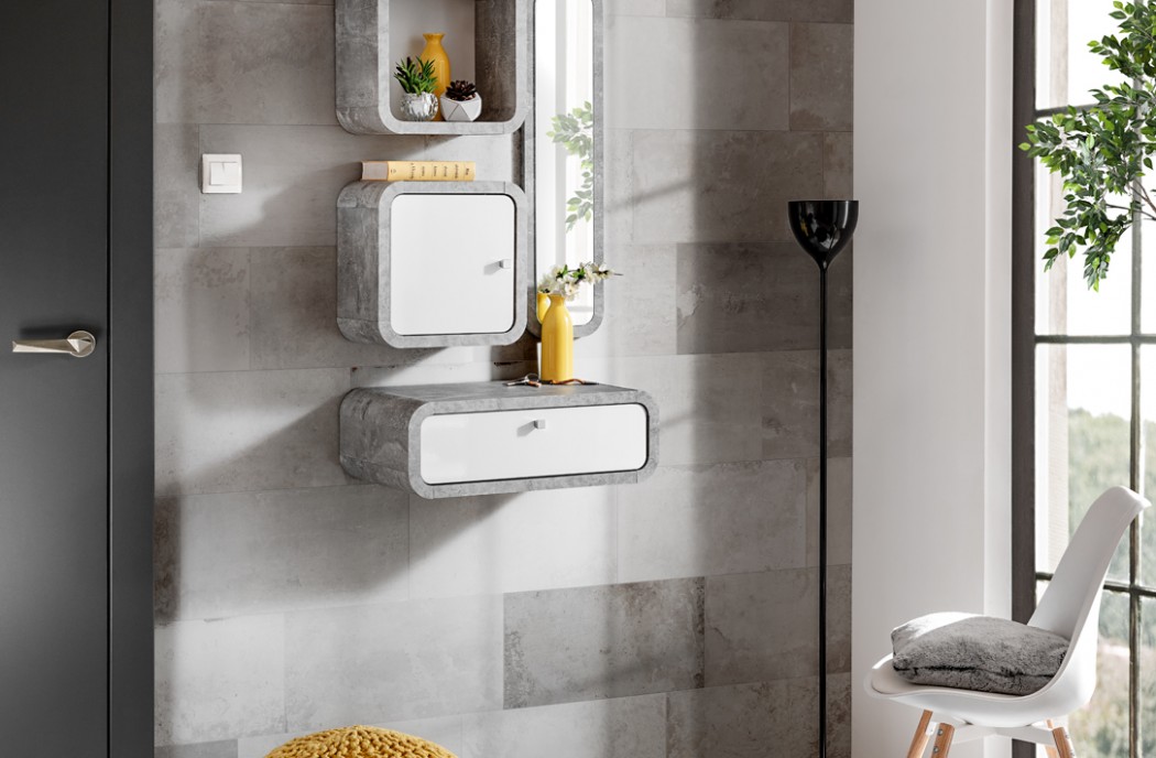 Hallway Furniture Wally 3 Set White Gloss/ Light Atelier