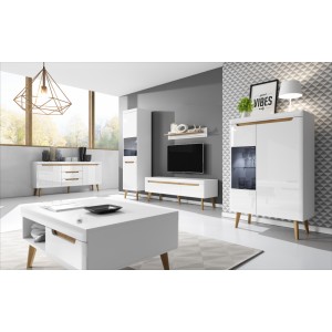 Living Room Furniture Nordi Wall Unit Set 5 White Gloss